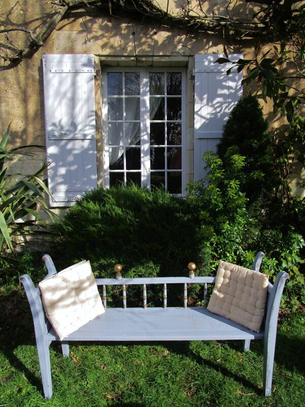 Banc anglais bois de chêne 3 places XIX