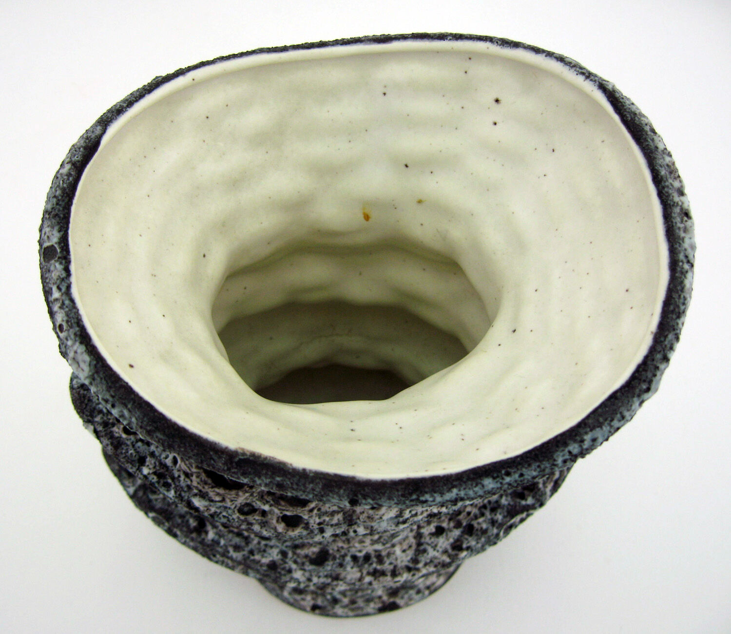 Ceramic pagoda vase - Fat Lava glaze - Vallauris France - vintage 60s