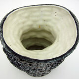 Ceramic pagoda vase - Fat Lava glaze - Vallauris France - vintage 60s