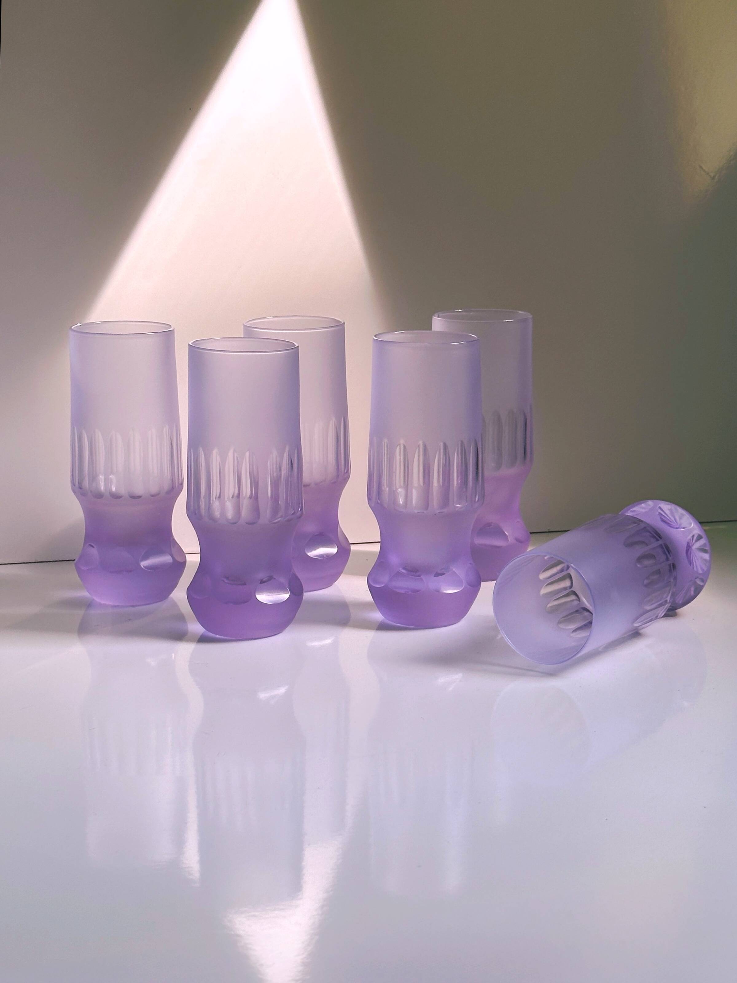 6 Alexandrite Longdrink Glasses Space Age 1970s