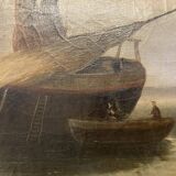 19th century oil on canvas, Low Tide, Framed Seascape