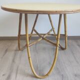 Circular coffee table in rattan years 60
