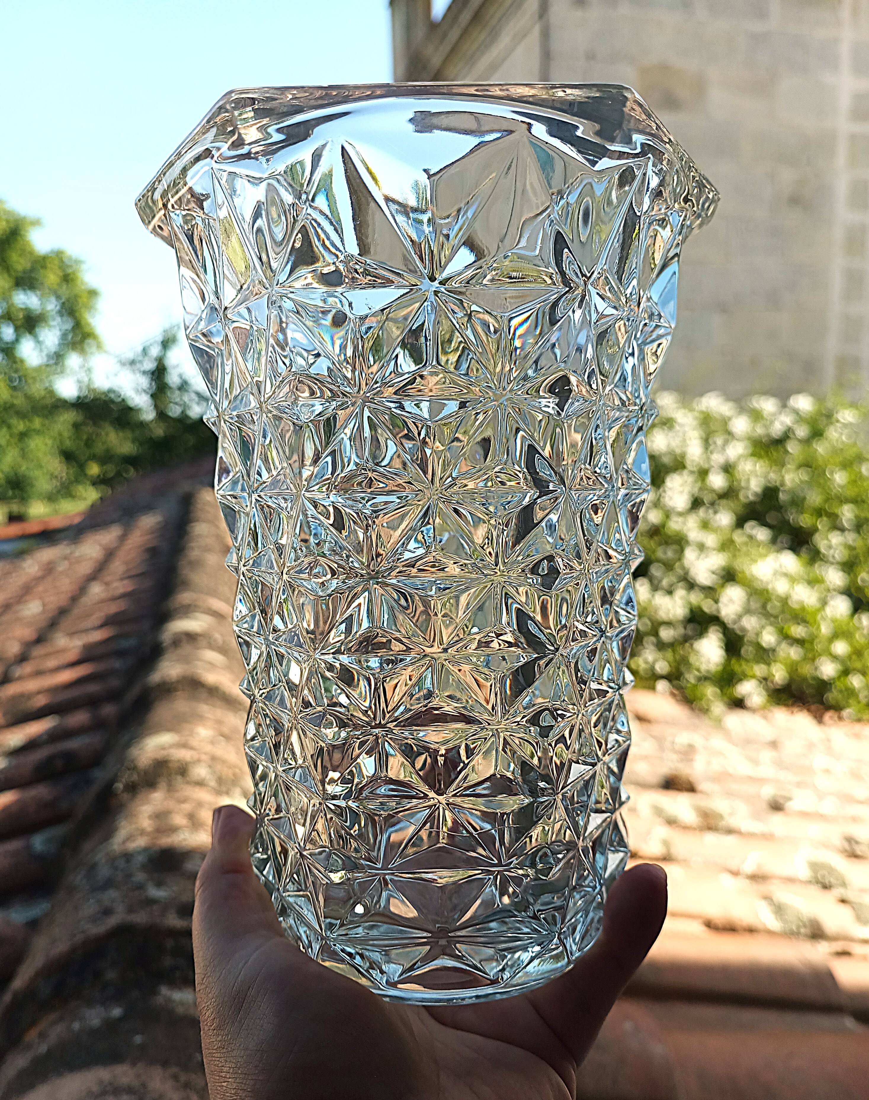 large vintage crystal vase flower decoration