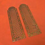 Two half old cleanliness plates Original patina Openwork brass