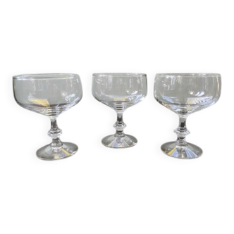 Set of 3 large blown glass champagne bowls