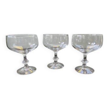 Set of 3 large blown glass champagne bowls