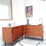 Furniture sideboard of 2 modules in teak veneer