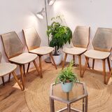 Set of six Scandinavian wooden chairs