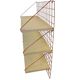 Vintage orange-red multi-level wall shelf with grid