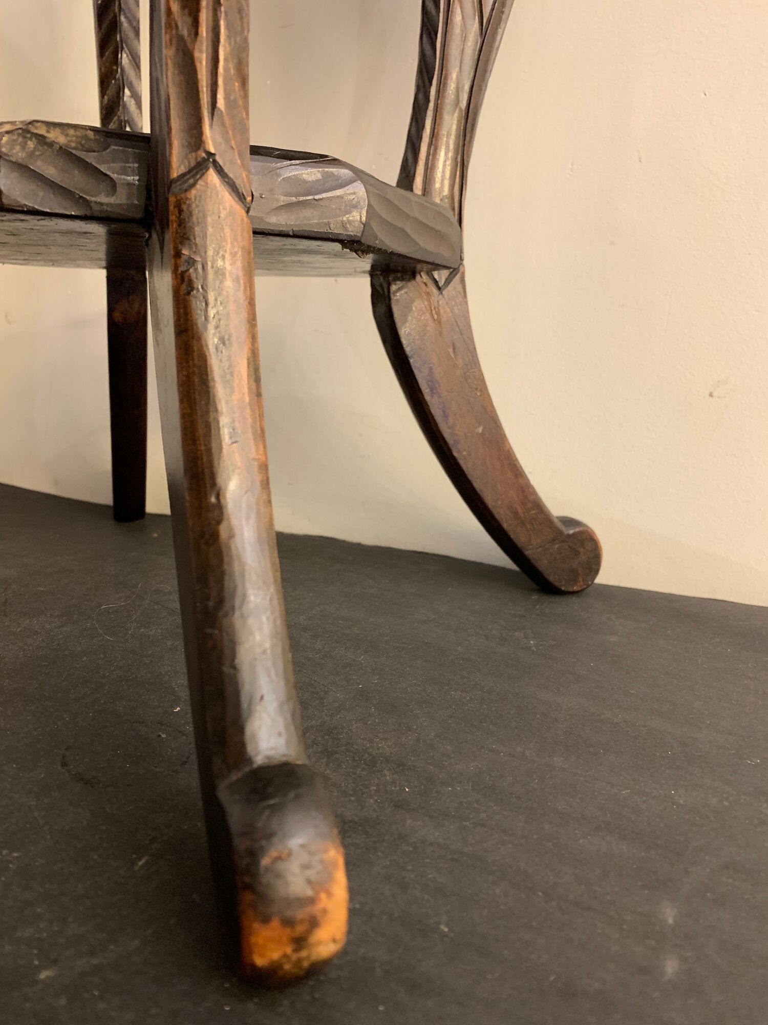 Japanese side table, carved wood, Liberty of London, 1900