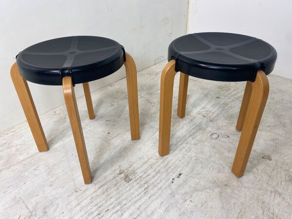 Tabourets vintage de style scandinave de Kembo, années 1970, Ensemble de 2