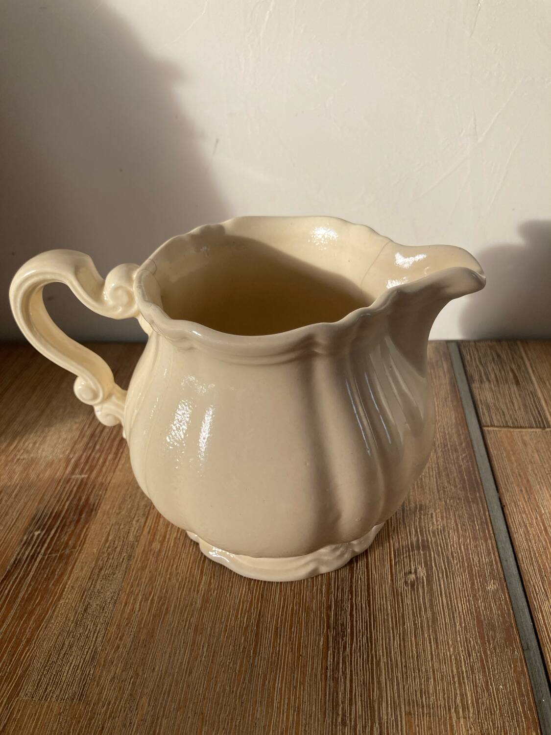 Sarreguemines earthenware milk jug Ivory