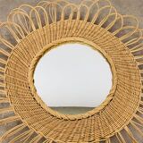Miroir soleil rotin vintage années 60