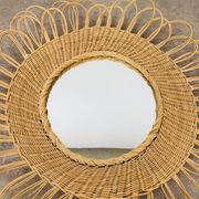 Miroir soleil rotin vintage années 60