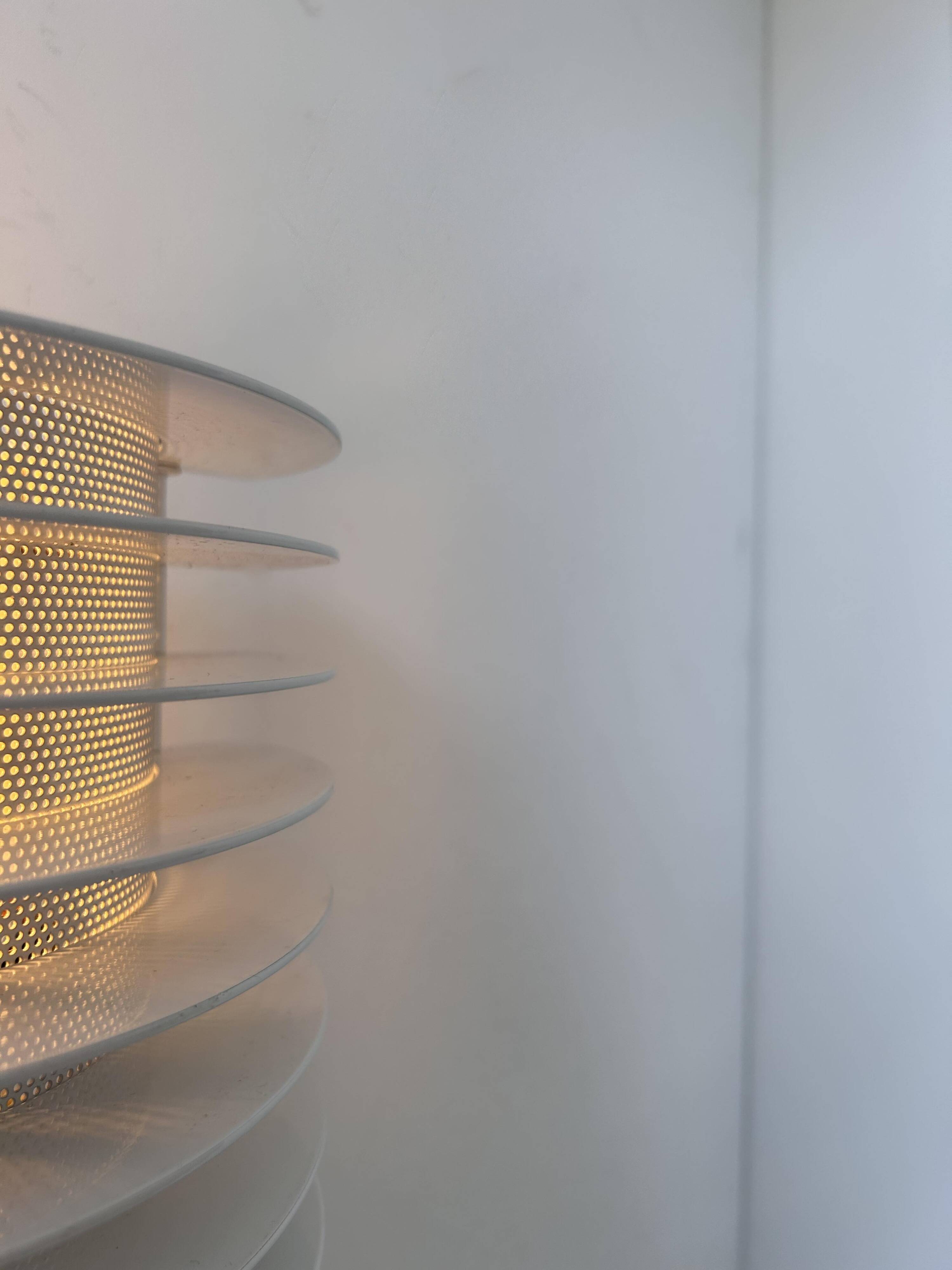 Pair of vintage wall lights, white lacquered metal, Borens, Sweden 1980