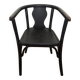 Curved black lacquered wooden armchair in Thonet style