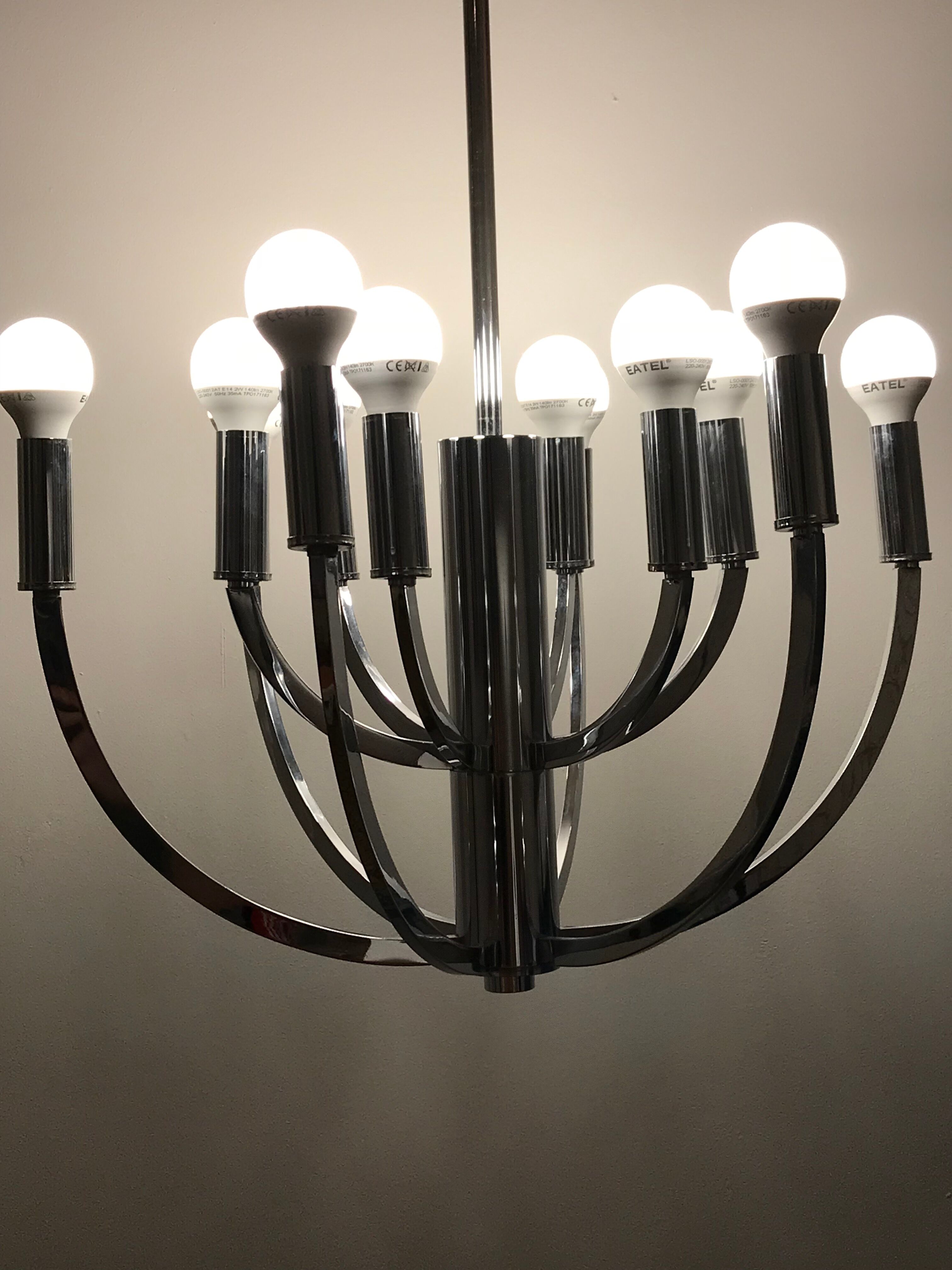 Lustre par Gaetano Scolari 12 ampoules 1970
