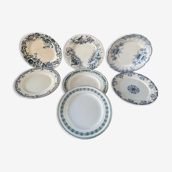 Lot de 7 assiettes Terre de Fer XIXème dépareillées