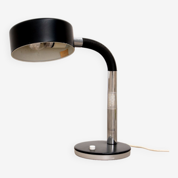 Lampe de bureau noire vintage Hustadt-leuchten, 1960 Allemagne