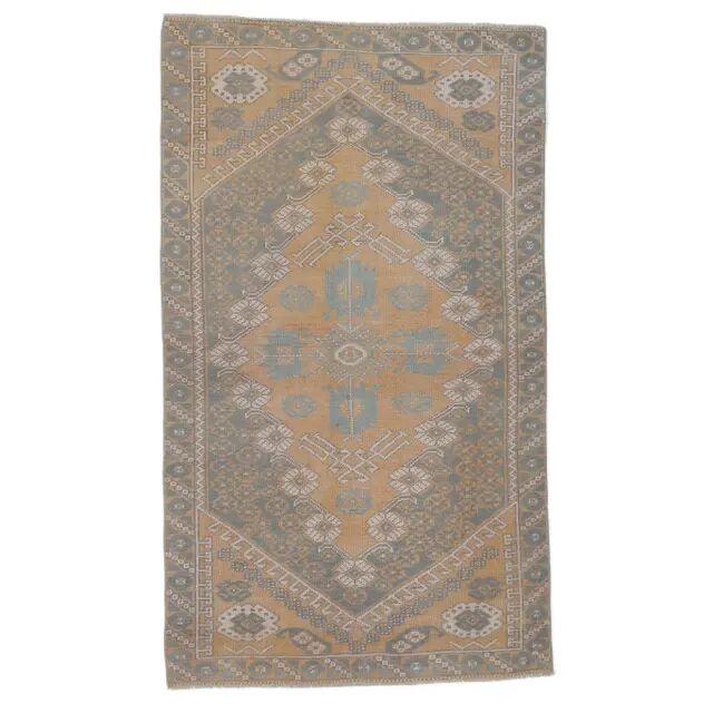 1970s Turkish Hand-Knotted Wool Runner Rug 92x175