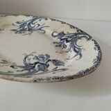 Plat ancien ovale en faïence – modèle "Iris" Clairefontaine