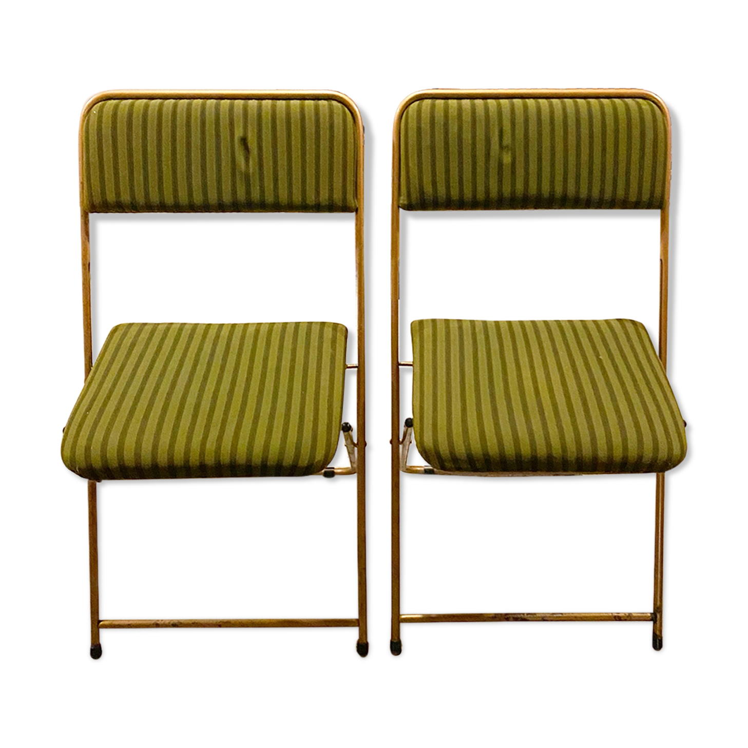Two green and golden chairs