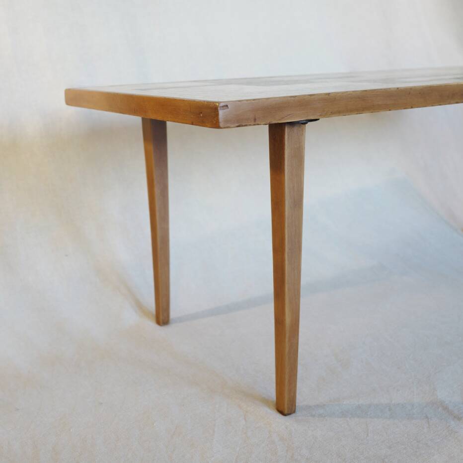 1950s wooden and mosaic coffee table