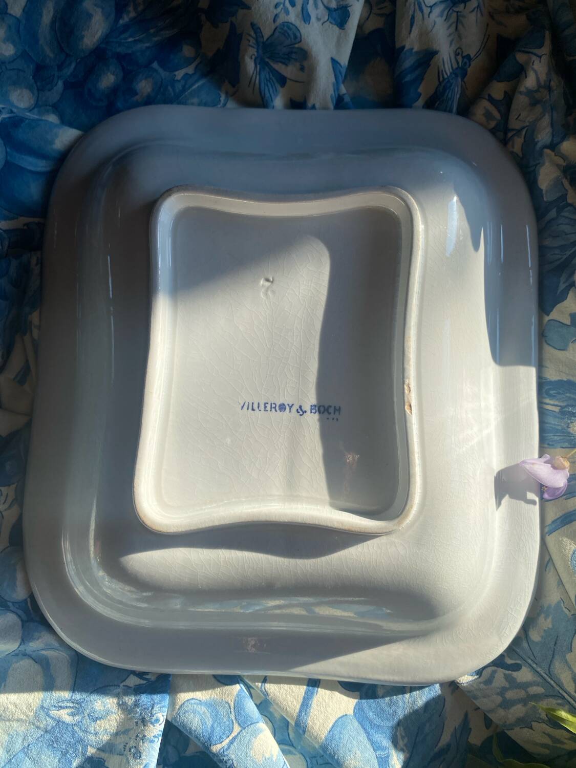 Large antique Villeroy and Boch porcelain dome dish