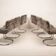 Guido Faleschini Italian Astro Chrome and Taupe Suede Armchairs for i4 Mariani