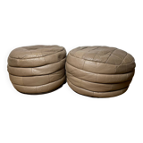 Pair of De Sède patchwork leather poufs