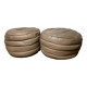 Pair of De Sède patchwork leather poufs