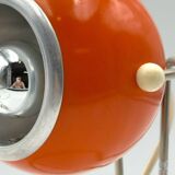 Lampe globe oculaire orange vintage des années 1970 en chrome – Design Space Age