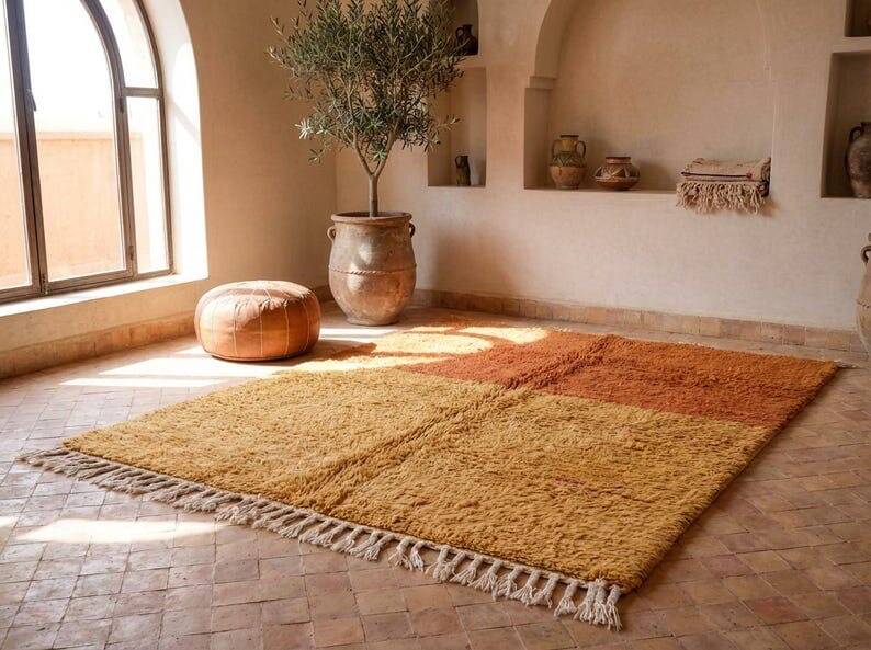 Handmade natural wool rug size 2/3 m