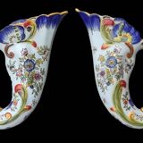 Pair of cornucopia flower vases