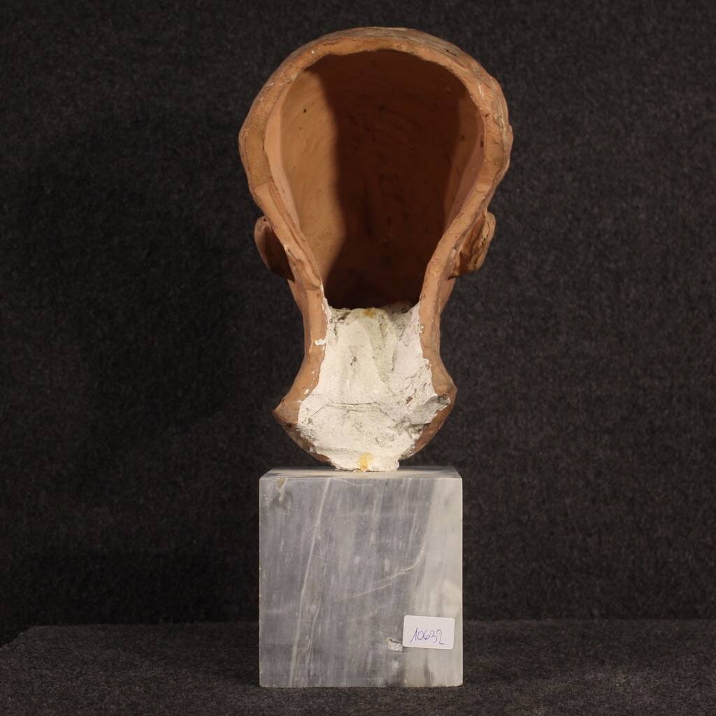 Italian terracotta sculpture with marble base