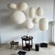 Suspension en rotin et lin naturel japonisante en forme de goutte