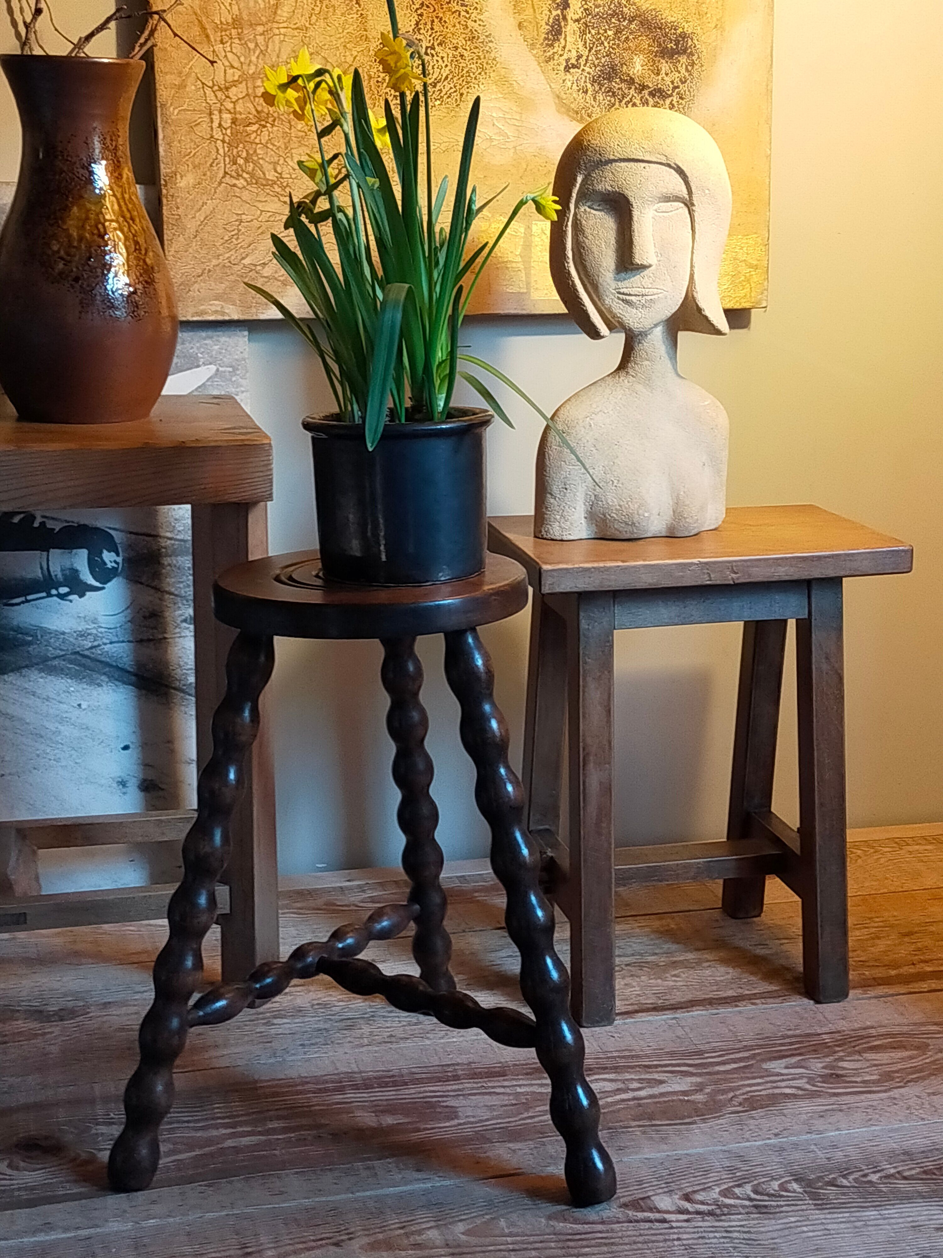 Vintage black glazed earthenware pot