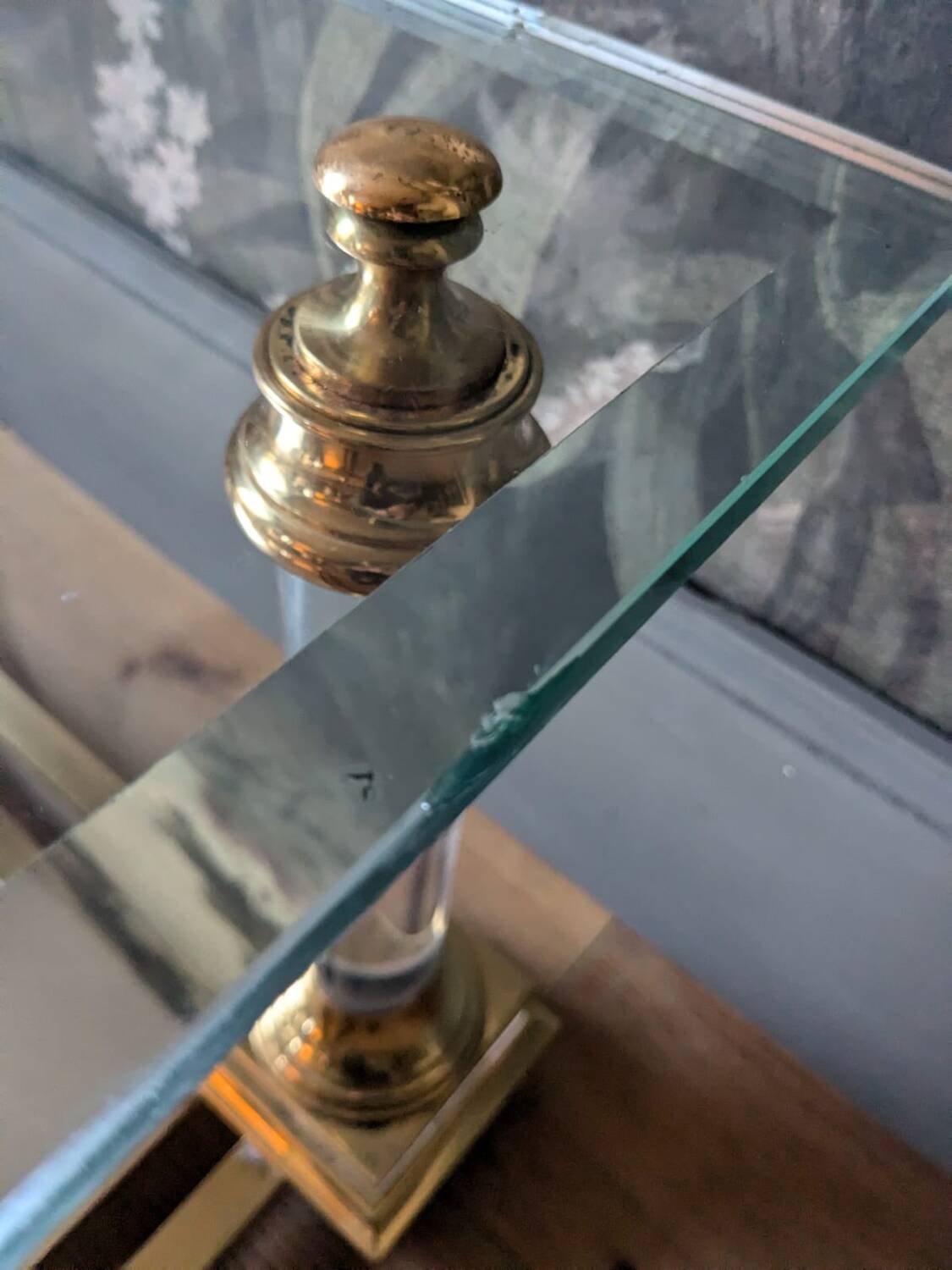 Designer coffee table in plexiglass and brass from the 70s DLG Maison Charles