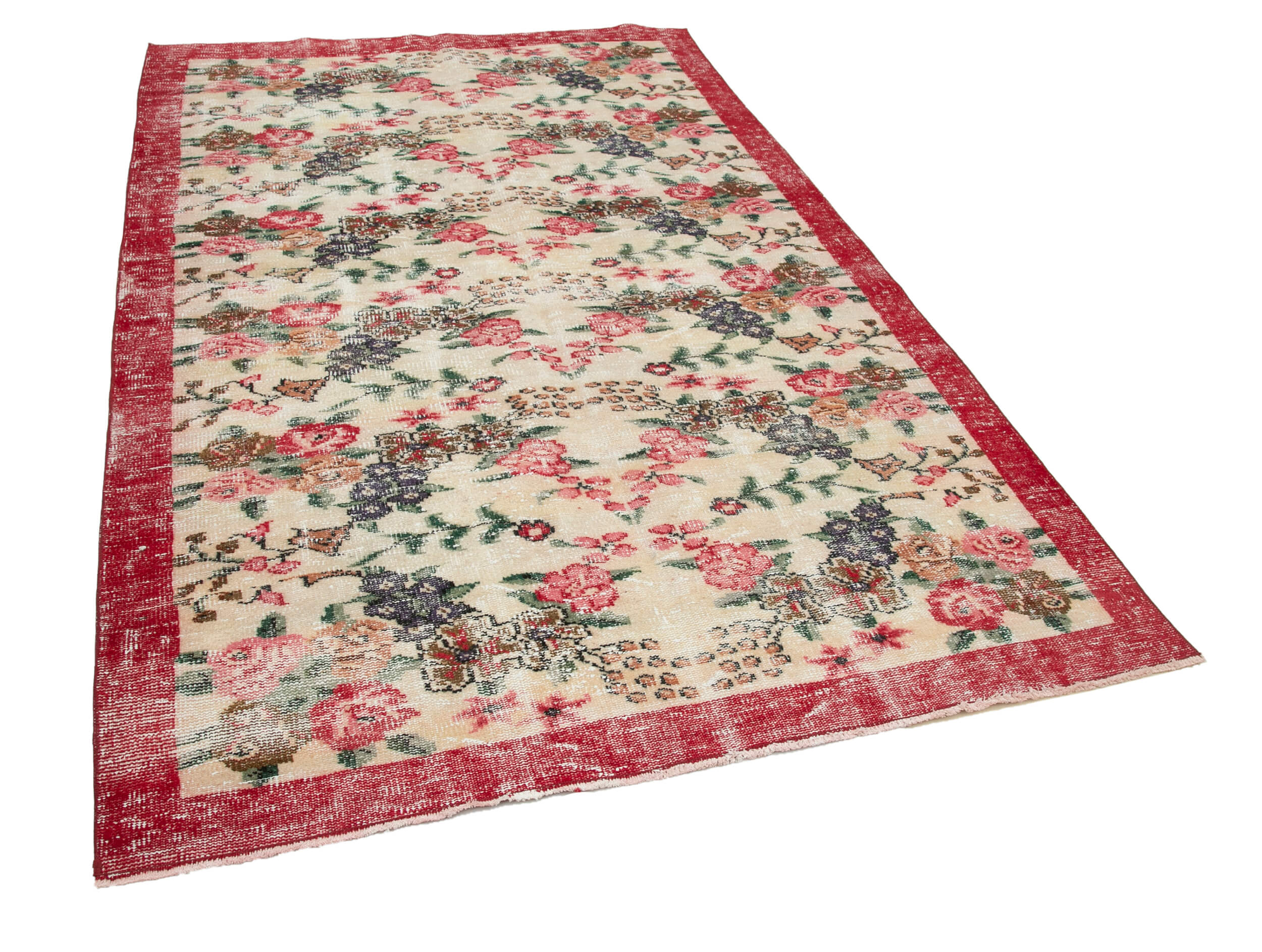 Anatolian handwoven decorative 1970s beige carpet 160 cm x 262 cm