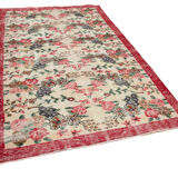 Anatolian handwoven decorative 1970s beige carpet 160 cm x 262 cm