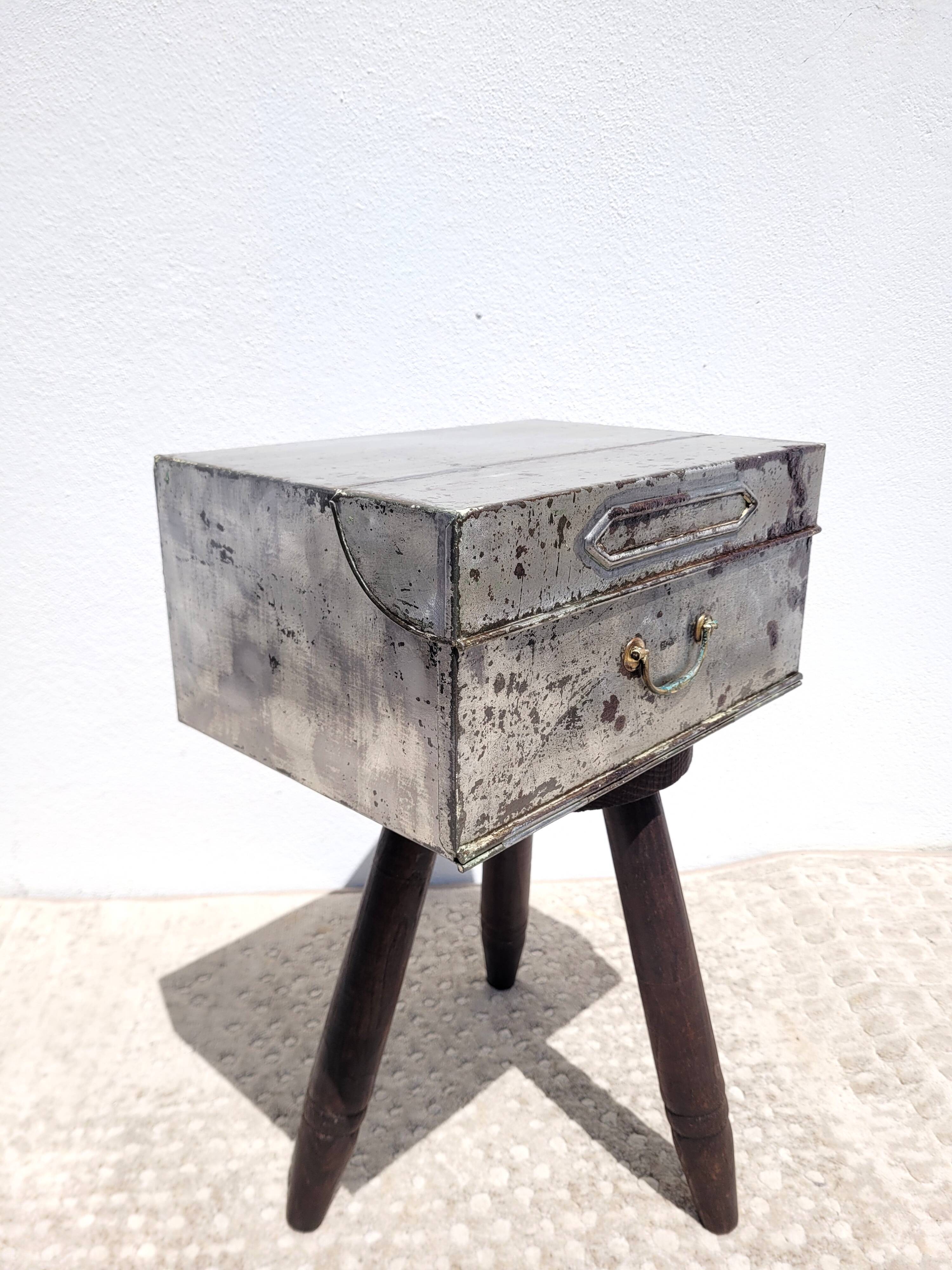 Old sheet metal filing cabinet storage box