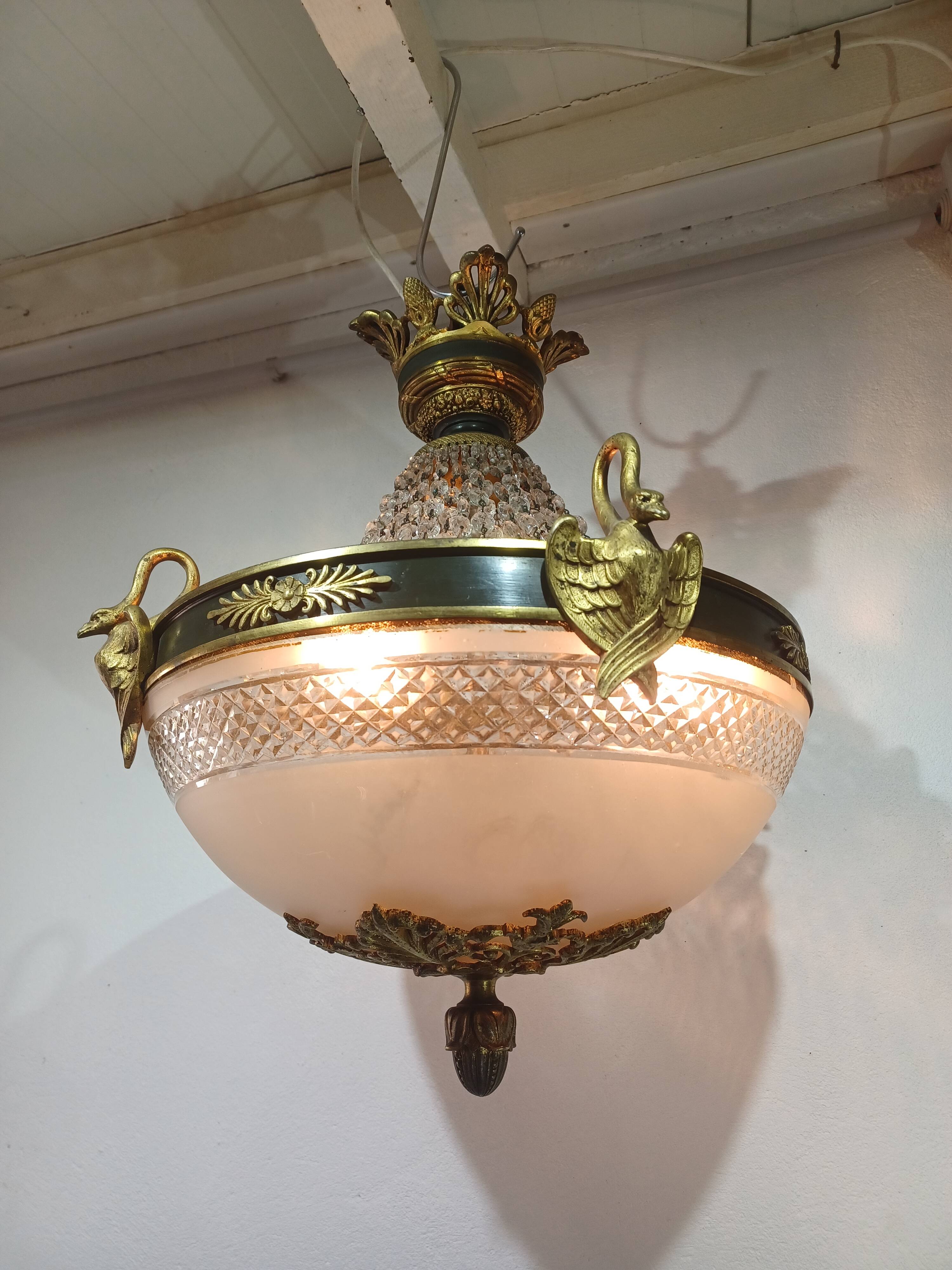 Empire chandelier in bronze and crystal