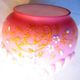 Art deco ball vase in pink opaline enamelled with flowers, 4 shells in relief