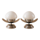 Pair of Space Age lamps in chrome and opaline glass, 1970s