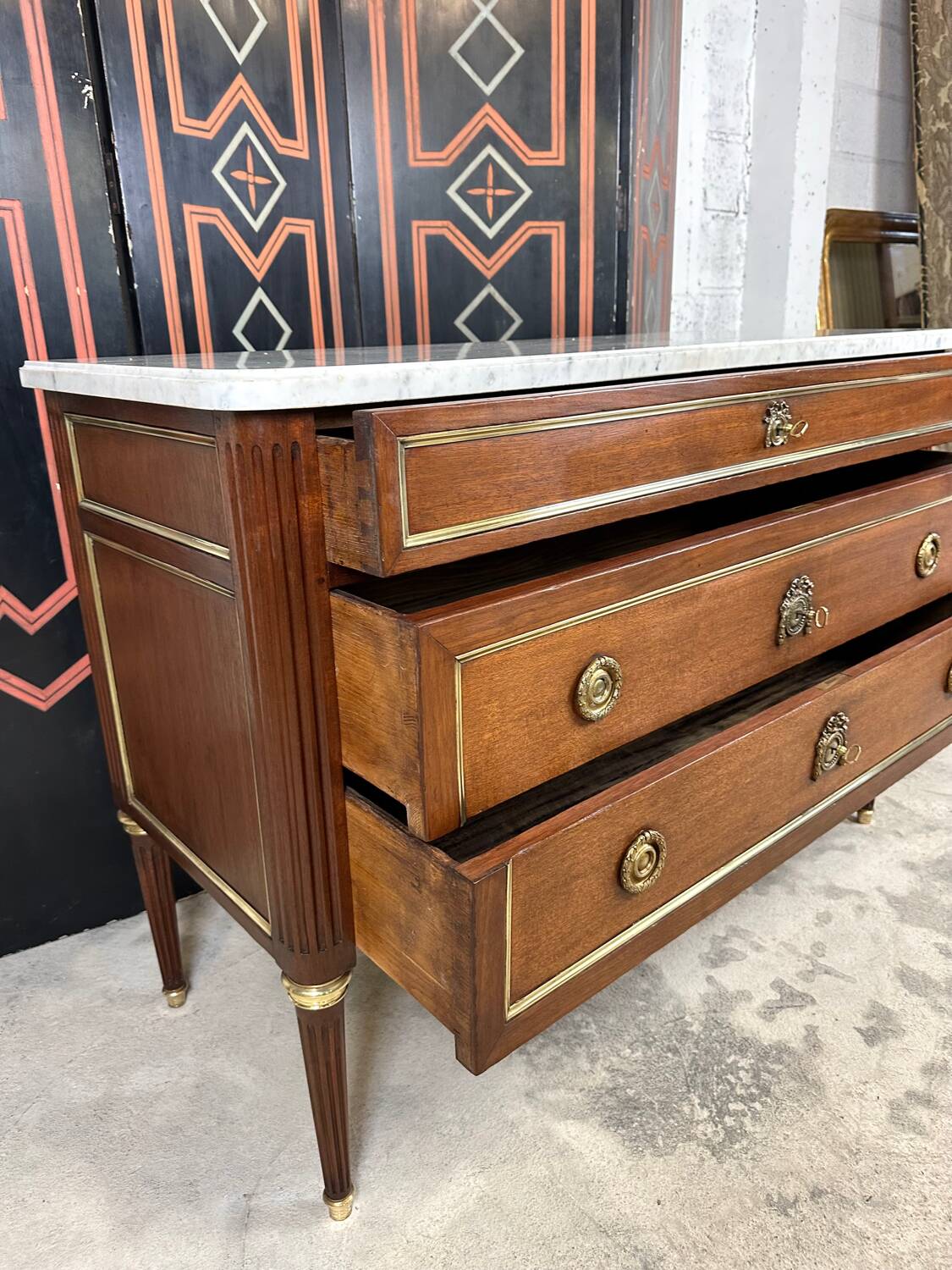 Louis XVI style mahogany chest of drawers