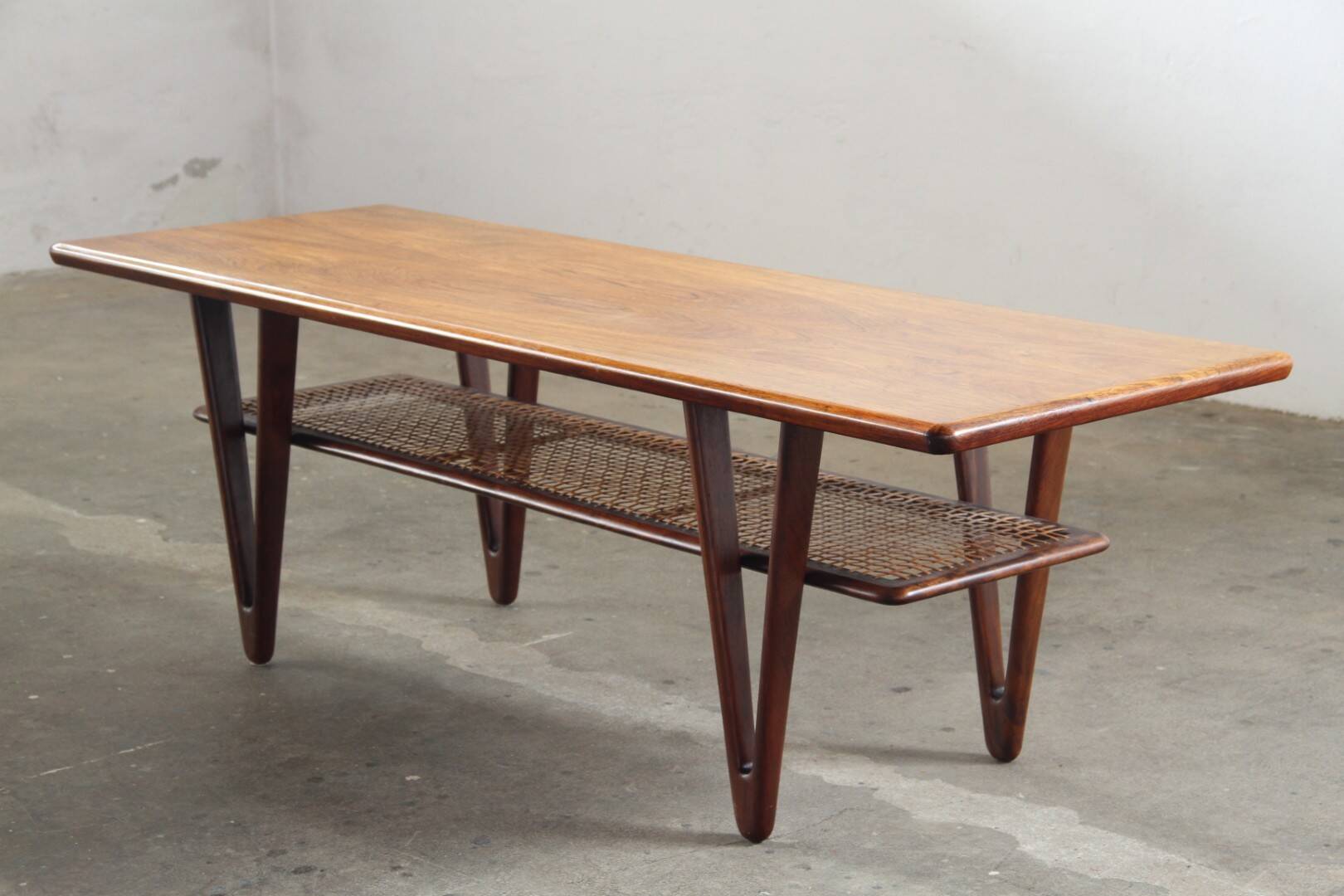 Vintage coffee table, Danish Design with V-Shaped Legs, Kurt Østervig 1950s