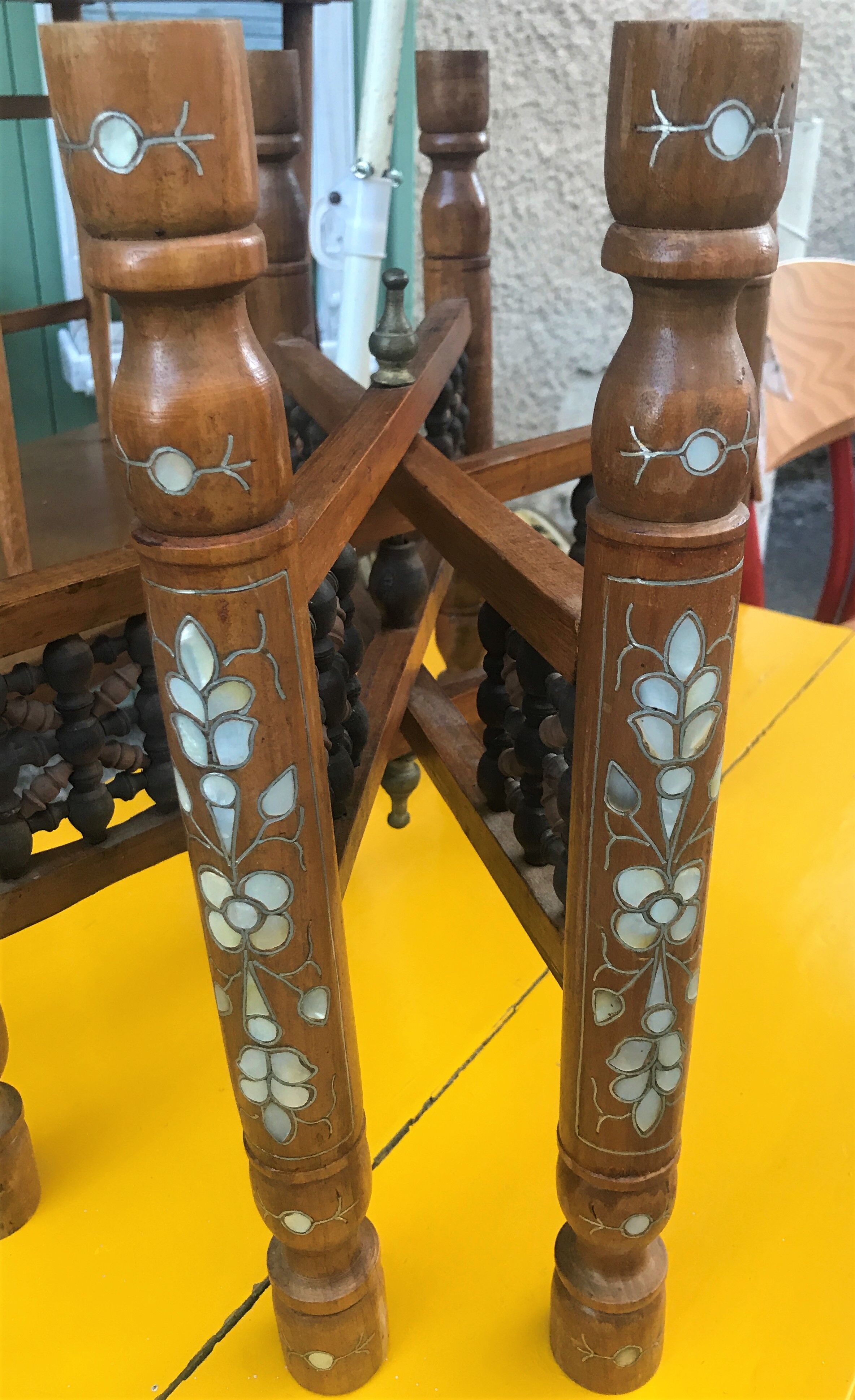 Moroccan copper table on wooden base