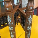 Moroccan copper table on wooden base