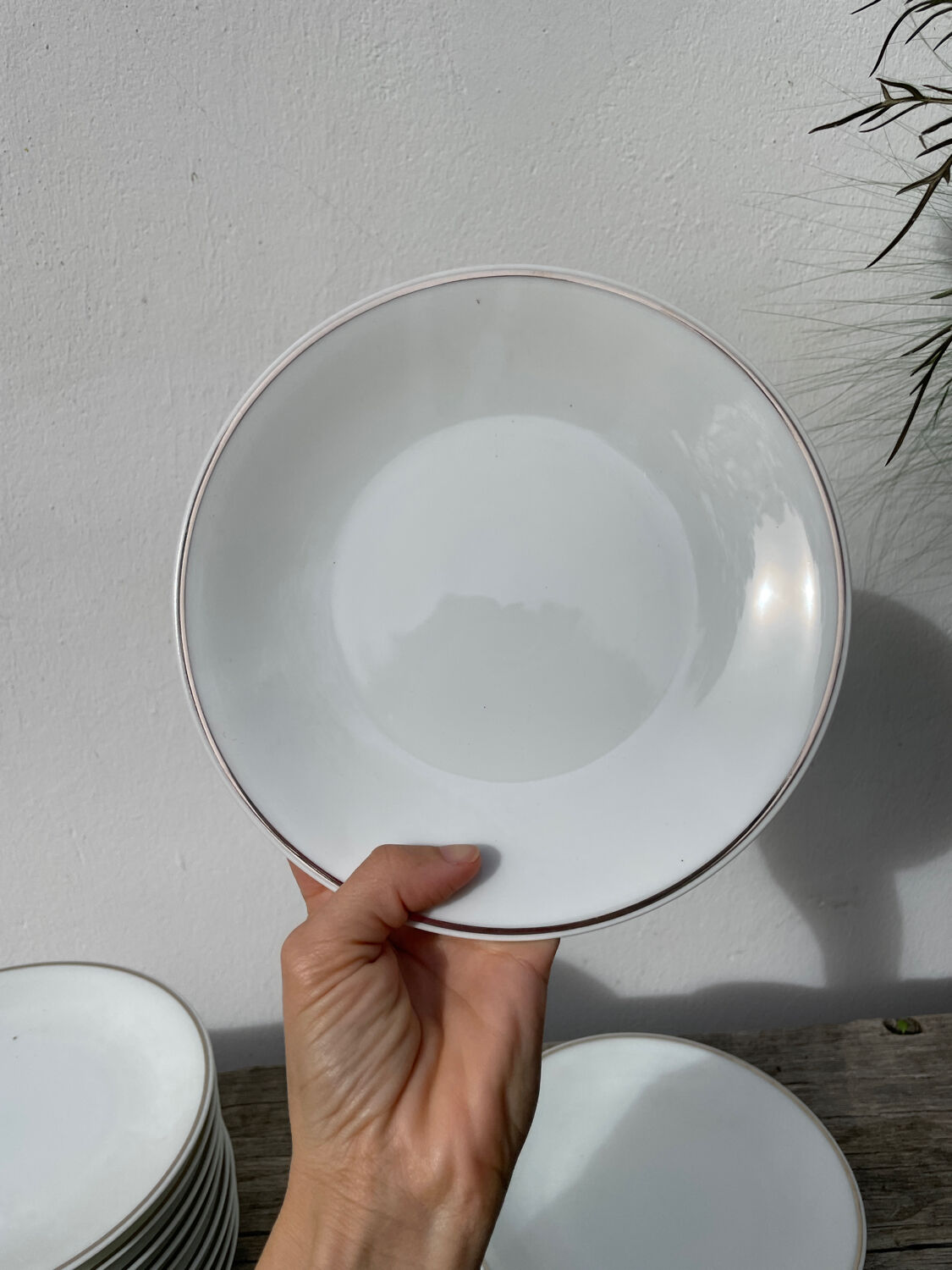 10 assiettes à dessert en porcelaine de Limoges blanches