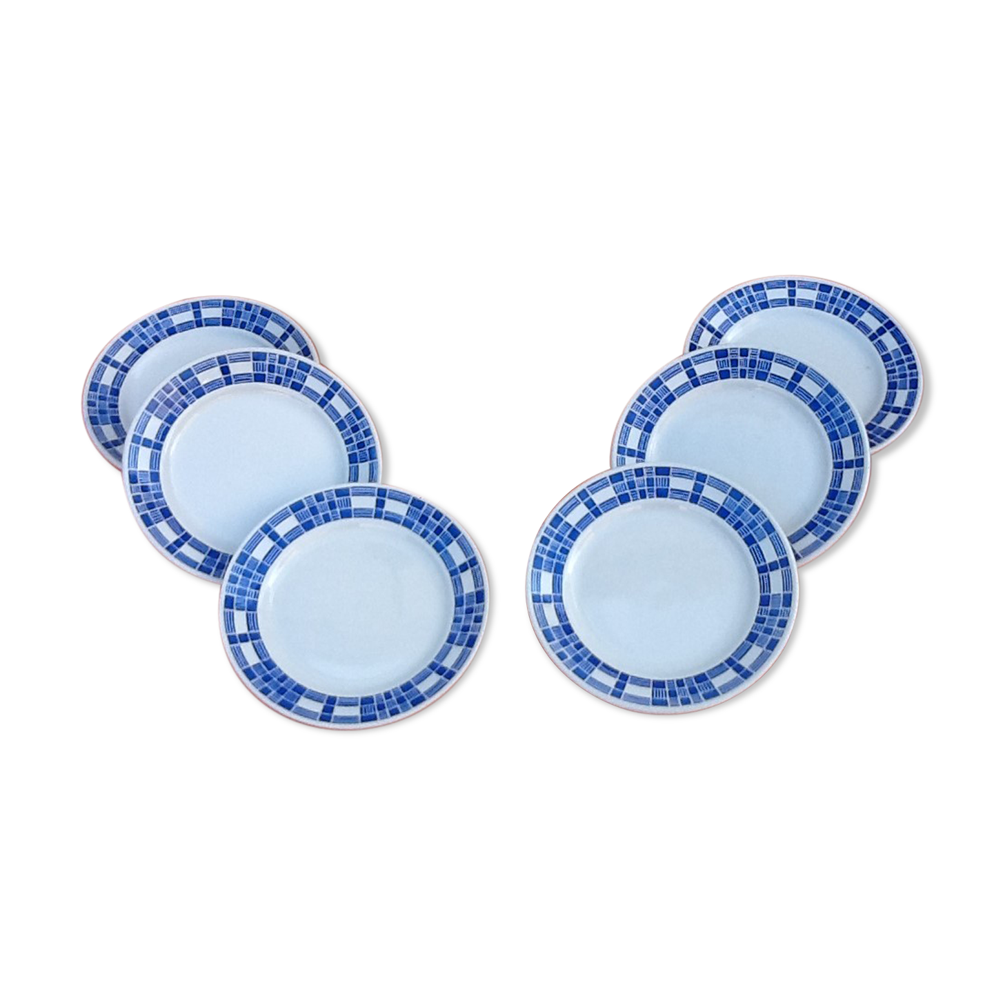 Suite de 6 assiettes plates Art Déco des années 30-40  F.B (Badonviller Fenal Frères)